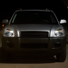 Ronnin - Fits 2005-2009 Hyundai Tucson LED Halo Rim Running Lights Projector Headlights Upgrade Assembly Pair | Chrome