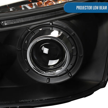 Ronnin - Fits 2005-2009 Hyundai Tucson LED Halo Rim Running Lights Projector Headlights Upgrade Assembly Pair | Black