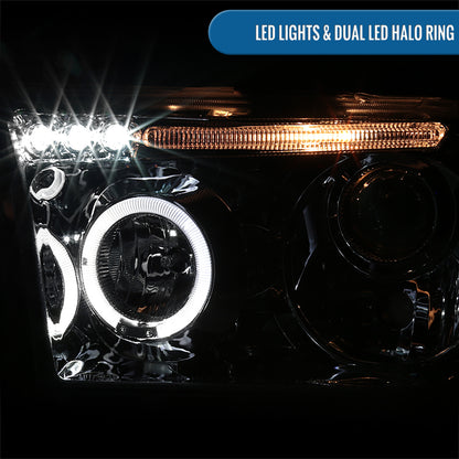 Ronnin - Fits 2007-2017 Toyota Tundra Sequoia Upgrade Replacement LED Rim Projector Headlights Assembly Pair | Chrome