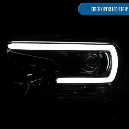 Ronnin - Se adapta a Toyota Tundra Sequoia 2007-2017 Faros delanteros con proyector de tubo de luz LED de repuesto mejorado Par | Negro brillante