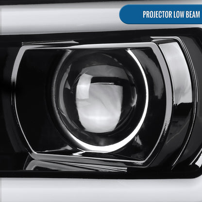 Ronnin - Se adapta a Toyota Tundra Sequoia 2007-2017 Faros delanteros con proyector de tubo de luz LED de repuesto mejorado Par | Negro brillante