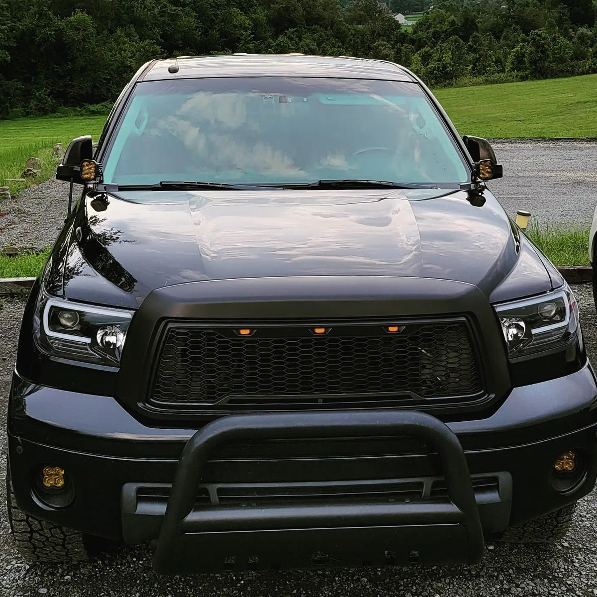Ronnin - Se adapta a Toyota Tundra Sequoia 2007-2017 Faros delanteros con proyector de tubo de luz LED de repuesto mejorado Par | Negro brillante
