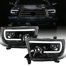 Ronnin - Se adapta a Toyota Tundra Sequoia 2007-2017 Faros delanteros con proyector de tubo de luz LED de repuesto mejorado Par | Negro brillante