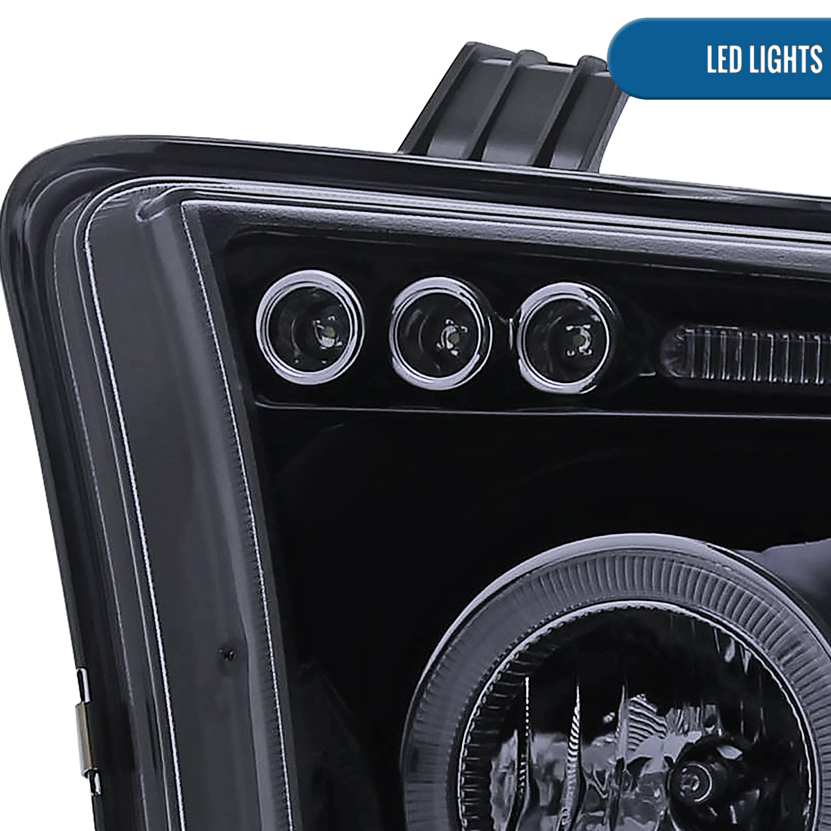 Ronnin - Fits 2007-2017 Toyota Tundra Sequoia Upgrade Replacement LED Rim Projector Headlights Assembly Pair | Black Smoke