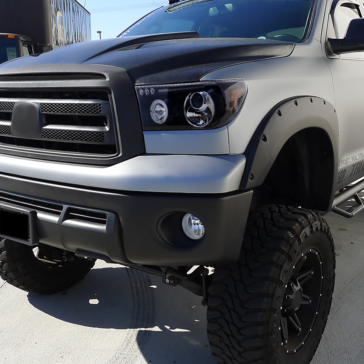 Ronnin - Fits 2007-2017 Toyota Tundra Sequoia Upgrade Replacement LED Rim Projector Headlights Assembly Pair | Black Smoke