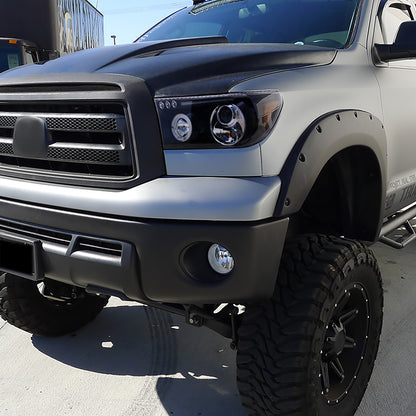 Ronnin - Fits 2007-2017 Toyota Tundra Sequoia Upgrade Replacement LED Rim Projector Headlights Assembly Pair | Black Smoke