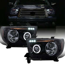 Ronnin - Fits 2007-2017 Toyota Tundra Sequoia Upgrade Replacement LED Rim Projector Headlights Assembly Pair | Black Smoke
