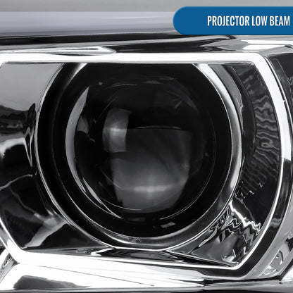 Ronnin - Fits 2007-2017 Toyota Tundra Sequoia Upgraded Replacement LED Running Light Tube Projector Headlights Assembly Pair | Chrome