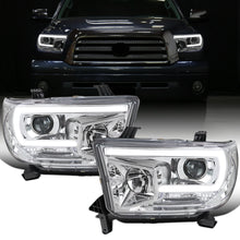 Ronnin - Fits 2007-2017 Toyota Tundra Sequoia Upgraded Replacement LED Running Light Tube Projector Headlights Assembly Pair | Chrome