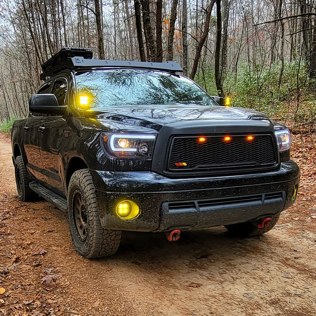 Ronnin - Fits 2007-2017 Toyota Tundra Sequoia Upgraded Replacement LED Running Light Tube Projector Headlights Assembly Pair | Black Smoke