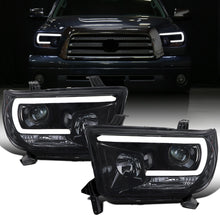 Ronnin - Fits 2007-2017 Toyota Tundra Sequoia Upgraded Replacement LED Running Light Tube Projector Headlights Assembly Pair | Black Smoke