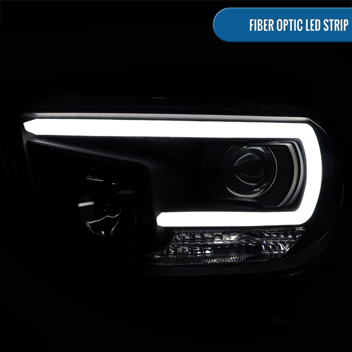 Ronnin - Fits 2007-2017 Toyota Tundra Sequoia Upgraded Replacement LED Running Light Tube Projector Headlights Assembly Pair | Black
