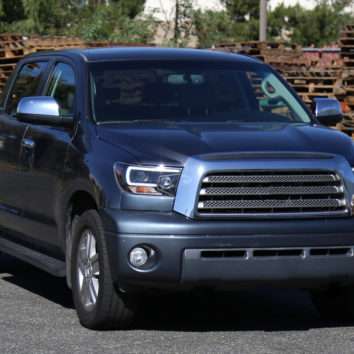 Ronnin - Fits 2007-2017 Toyota Tundra Sequoia Upgraded Replacement LED Running Light Tube Projector Headlights Assembly Pair | Black