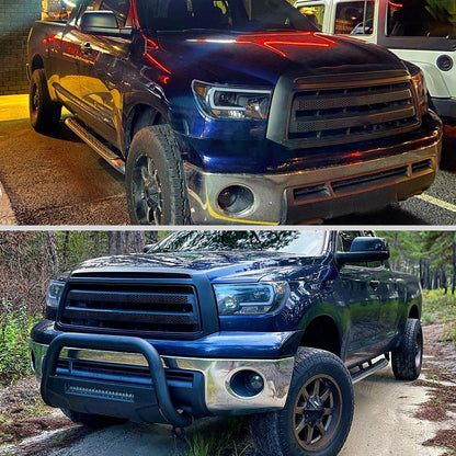 Ronnin - Fits 2007-2017 Toyota Tundra Sequoia Upgraded Replacement LED Running Light Tube Projector Headlights Assembly Pair | Black