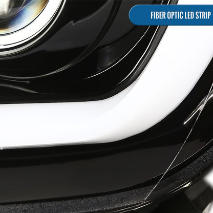 Ronnin - Fits 2014-2021 Toyota Tundra LED Sequential Turn Signals Halogen Projector Headlights Assembly Pair | Gloss Black