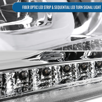 Ronnin - Fits 2012-2017 Hyundai Veloster Upgrade LED Running Light Tube Sequential Turn Signals Projector Headlights Assembly Pair | Chrome