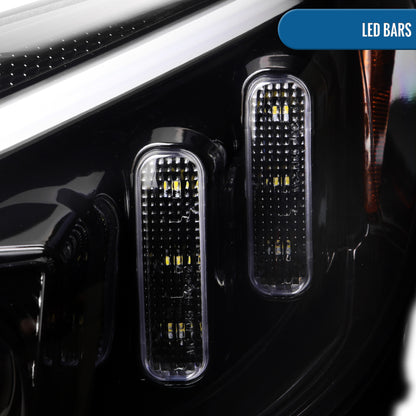 Ronnin - Fits 2015-2018 Mercedes-Benz C-Class W205 Upgrade Assembly LED Switchback Sequential Turn Signals Projector Halogen Headlights Replacement Pair | Gloss Black