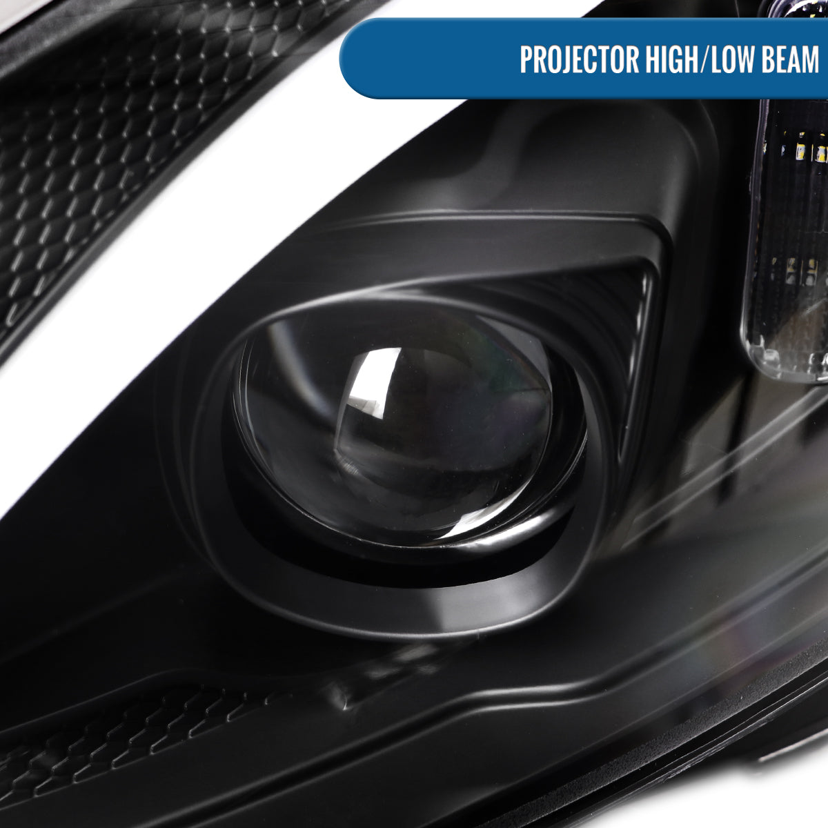 Ronnin - Compatible con Mercedes-Benz Clase C C300 C250 de 2015-2018, luces delanteras halógenas de proyector con LED de secuencia y intermitentes de doble color actualizados | Par en negro