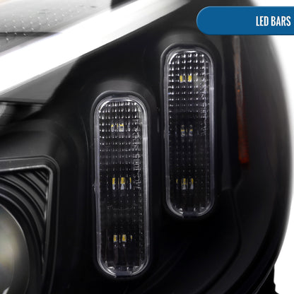 Ronnin - Compatible con Mercedes-Benz Clase C C300 C250 de 2015-2018, luces delanteras halógenas de proyector con LED de secuencia y intermitentes de doble color actualizados | Par en negro