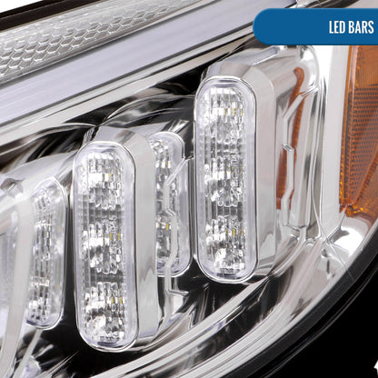 Ronnin - Fits 2015-2018 Mercedes-Benz C-Class W205 Upgrade Assembly LED Switchback Sequential Turn Signals Projector Halogen Headlights Replacement Pair | Chrome