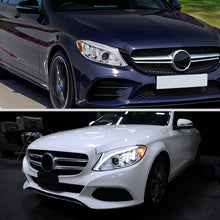 Ronnin - Fits 2015-2018 Mercedes-Benz C-Class W205 Upgrade Assembly LED Switchback Sequential Turn Signals Projector Halogen Headlights Replacement Pair | Chrome