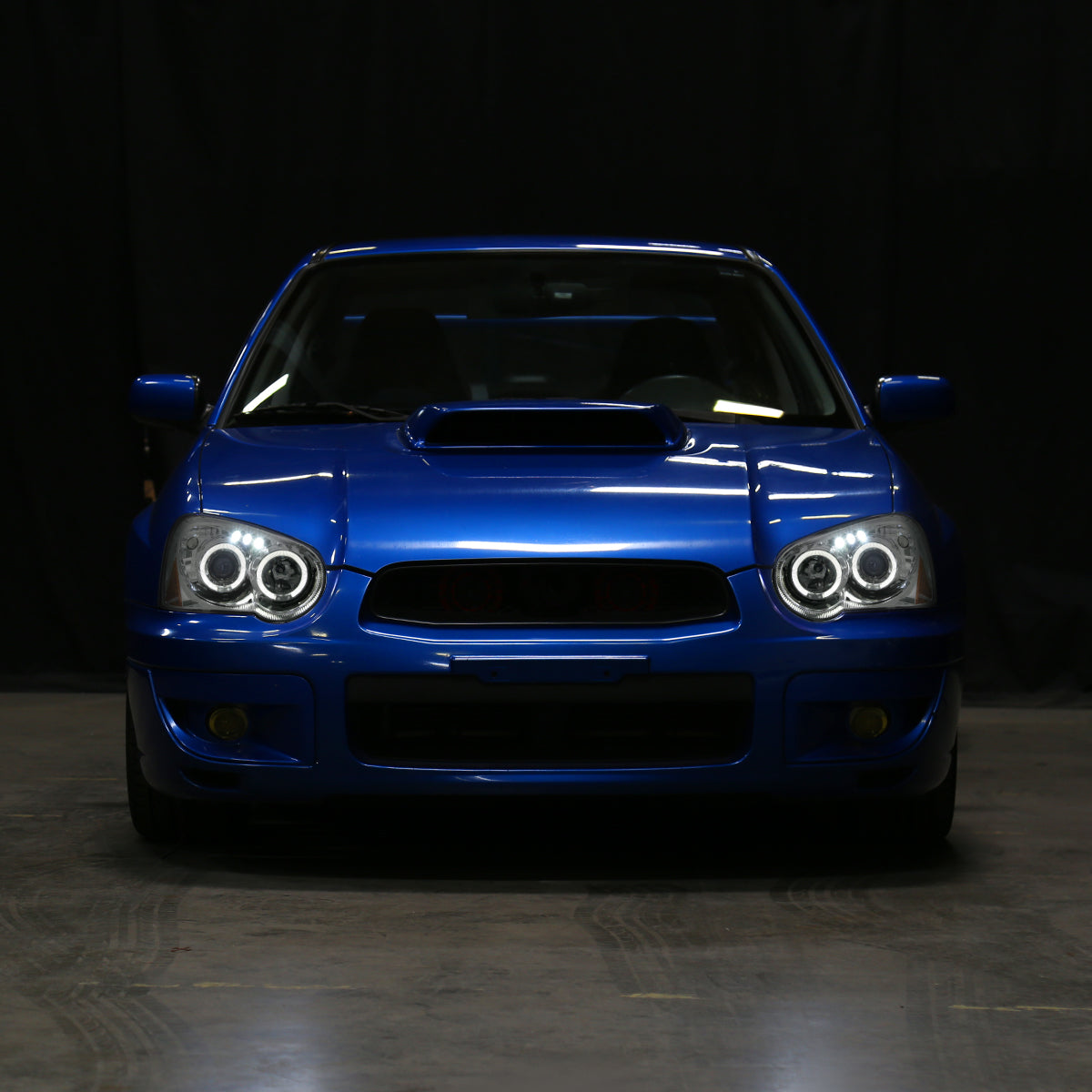 Ronnin - Fits 2004-2005 Subaru Impreza Upgrade LED Dual Halo Rims Projector Halogen Headlights Assembly Pair | Chrome