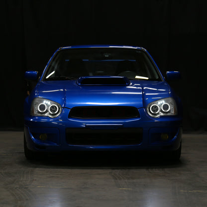 Ronnin - Fits 2004-2005 Subaru Impreza Upgrade LED Dual Halo Rims Projector Halogen Headlights Assembly Pair | Chrome