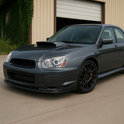 Ronnin - Fits 2004-2005 Subaru Impreza Upgrade LED Dual Halo Rims Projector Halogen Headlights Assembly Pair | Chrome