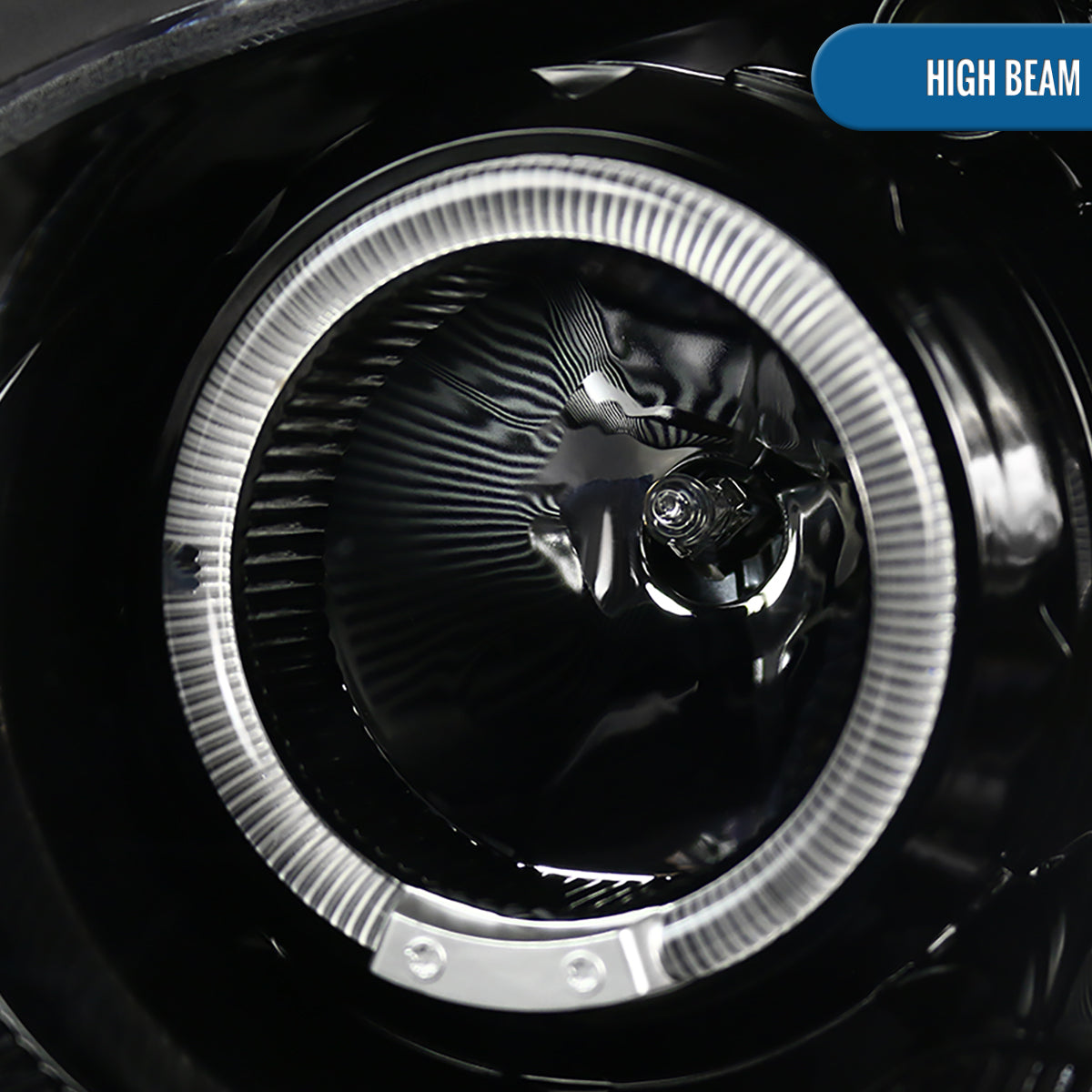 Ronnin - Fits 2004-2005 Subaru Impreza Upgrade LED Dual Halo Rims Projector Halogen Headlights Assembly Pair | Gloss Black