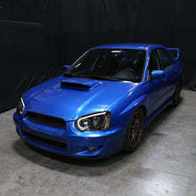 Ronnin - Fits 2004-2005 Subaru Impreza Upgrade Replacement LED Running Lights Tube Projector Halogen Headlights Assembly Pair | Gloss Black