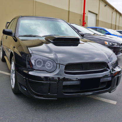 Ronnin - Fits 2004-2005 Subaru Impreza Upgrade LED Dual Halo Rims Projector Halogen Headlights Assembly Pair | Black Smoke