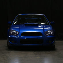 Ronnin - Fits 2004-2005 Subaru Impreza Upgrade LED Dual Halo Rims Projector Halogen Headlights Assembly Pair | Black Smoke