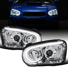 Ronnin - Fits 2004-2005 Subaru Impreza Upgrade Replacement LED Running Lights Tube Projector Halogen Headlights Assembly Pair | Chrome