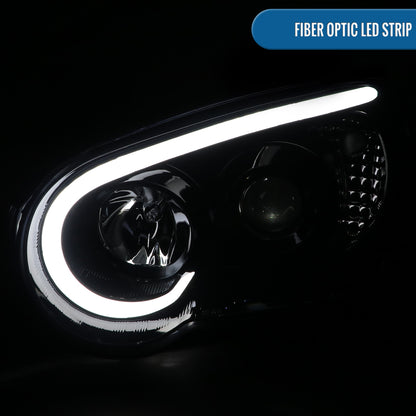 Ronnin - Fits 2004-2005 Subaru Impreza Upgrade Replacement LED Running Lights Tube Projector Halogen Headlights Assembly Pair | Black Smoke