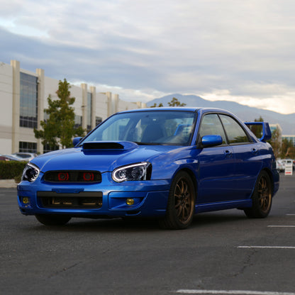 Ronnin - Fits 2004-2005 Subaru Impreza Upgrade Replacement LED Running Lights Tube Projector Halogen Headlights Assembly Pair | Black Smoke