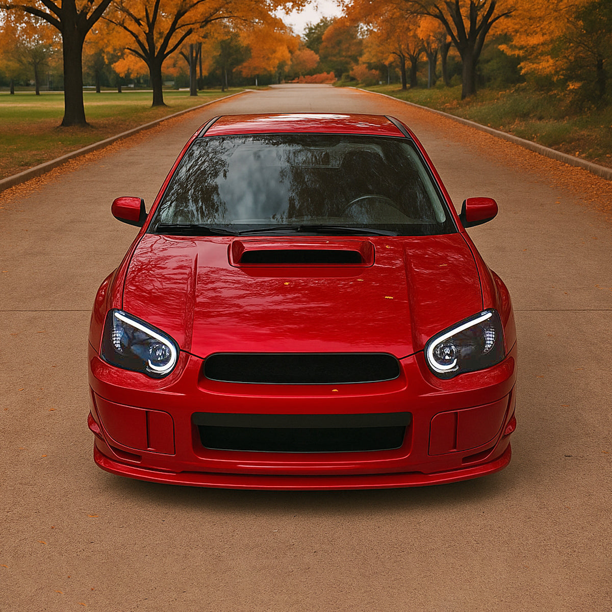 Ronnin - Fits 2004-2005 Subaru Impreza Upgrade Replacement LED Running Lights Tube Projector Halogen Headlights Assembly Pair | Black Smoke