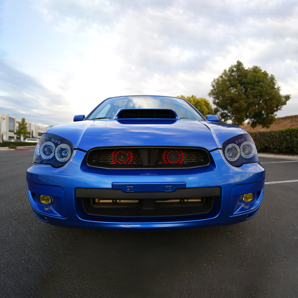 Ronnin - Fits 2004-2005 Subaru Impreza Upgrade LED Dual Halo Rims Projector Halogen Headlights Assembly Pair | Black