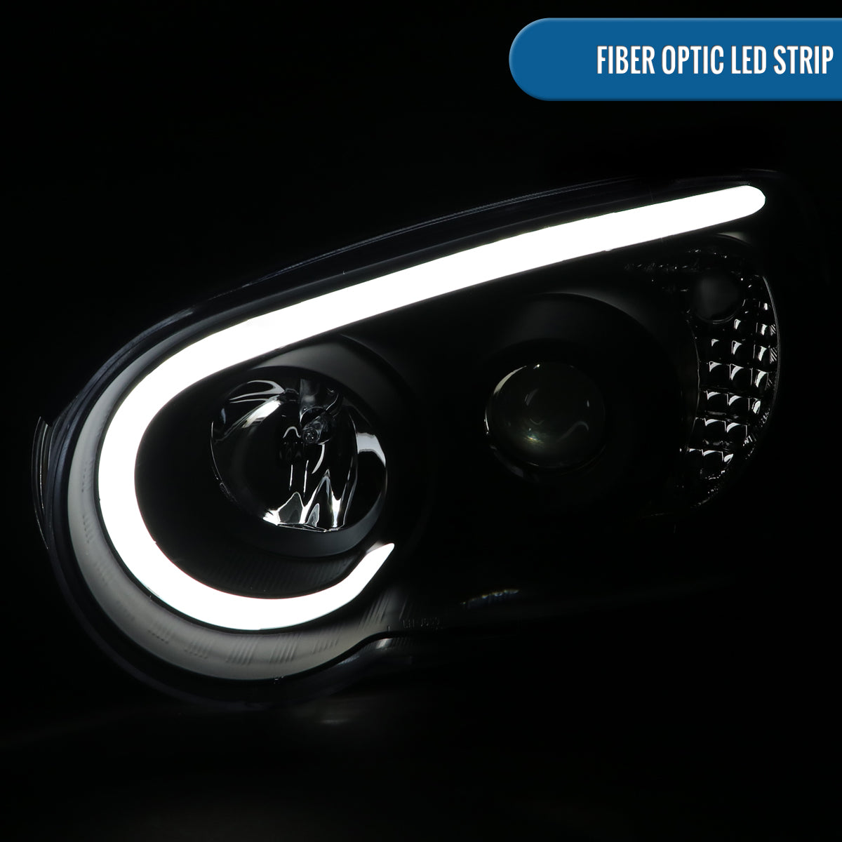 Ronnin - Fits 2004-2005 Subaru Impreza Upgrade Replacement LED Running Lights Tube Projector Halogen Headlights Assembly Pair | Black