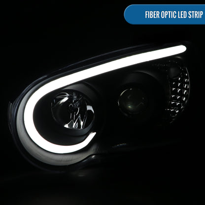 Ronnin - Fits 2004-2005 Subaru Impreza Upgrade Replacement LED Running Lights Tube Projector Halogen Headlights Assembly Pair | Black