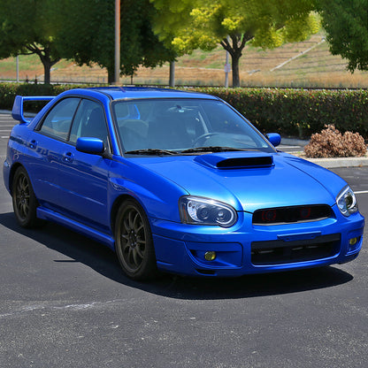 Ronnin - Fits 2004-2005 Subaru Impreza Upgrade Replacement LED Running Lights Tube Projector Halogen Headlights Assembly Pair | Black