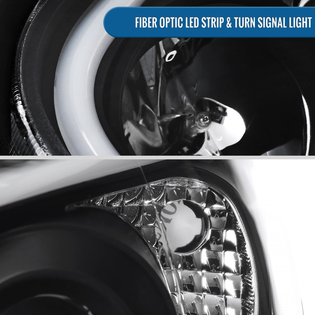 Ronnin - Fits 2004-2005 Subaru Impreza Upgrade Replacement LED Running Lights Tube Projector Halogen Headlights Assembly Pair | Black