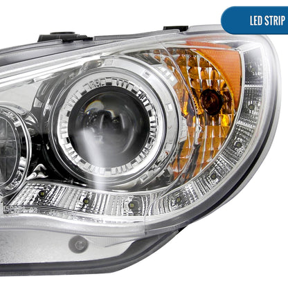 Ronnin - Fits 2006-2007 Subaru Impreza WRX STI Upgrade LED Running Lights Projector Headlights Assembly Pair | Chrome