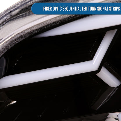 Ronnin - Fits 2006-2007 Subaru Impreza WRX STI Upgraded Projector Halogen Headlights LED Sequential Turn Signal Tube  Assembly Pair | Gloss Black