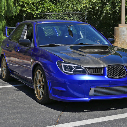 Ronnin - Fits 2006-2007 Subaru Impreza WRX STI Upgraded Projector Halogen Headlights LED Sequential Turn Signal Tube  Assembly Pair | Gloss Black