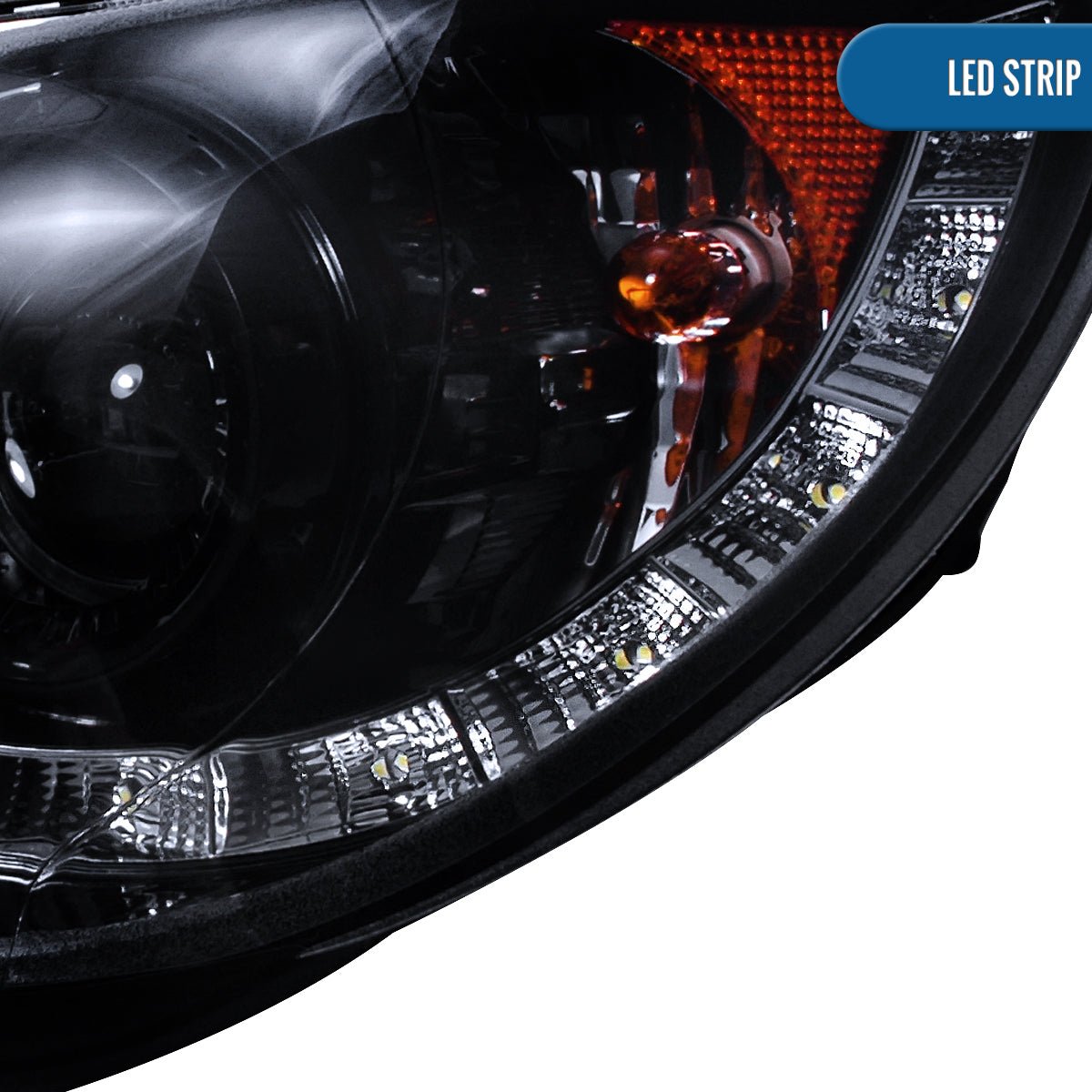 Ronnin - Fits 2006-2007 Subaru Impreza WRX STI Upgrade LED Running Lights Projector Headlights Assembly Pair | Black Smoke