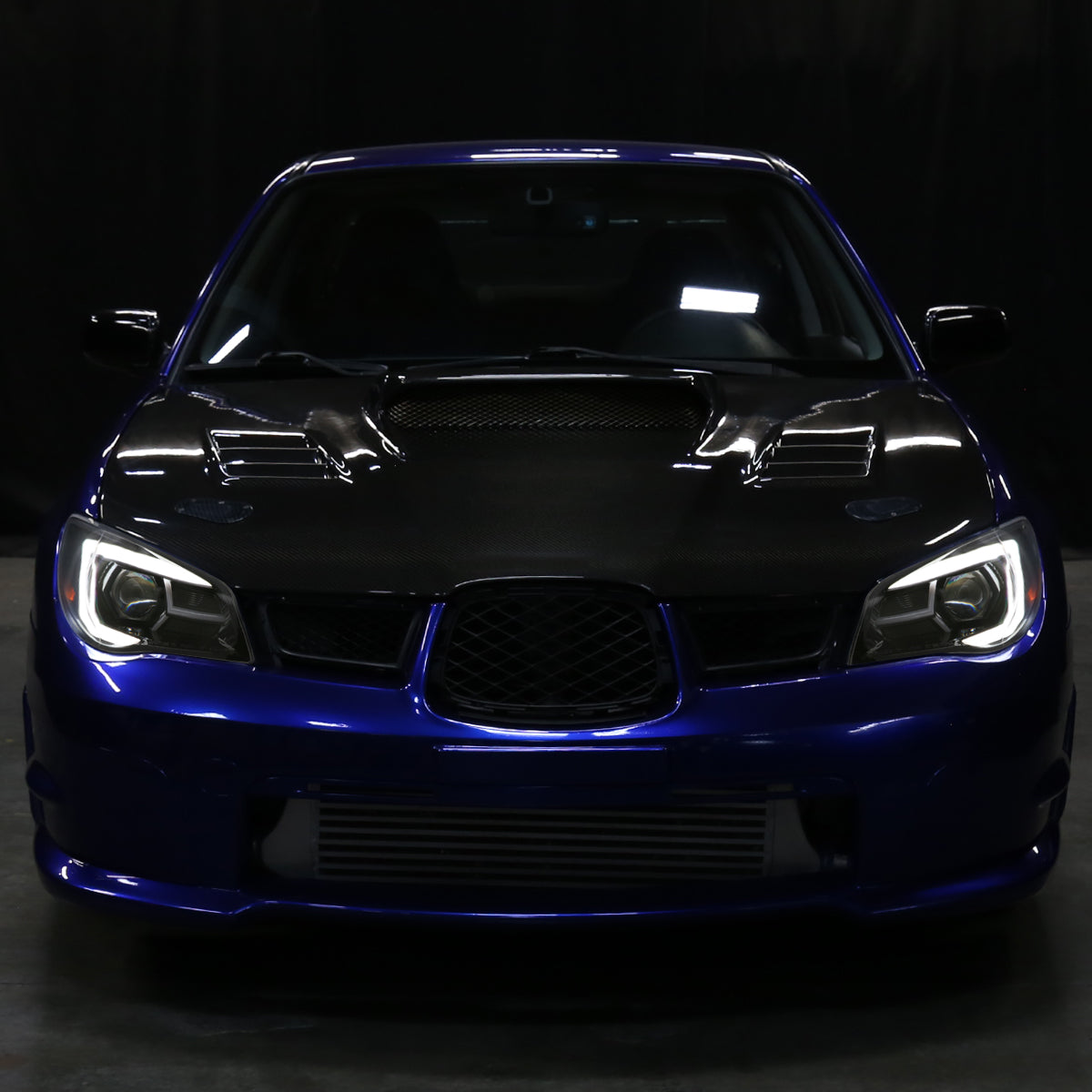 Ronnin - Fits 2006-2007 Subaru Impreza WRX STI Upgraded Projector Halogen Headlights LED Sequential Turn Signal Tube  Assembly Pair | Black Smoke