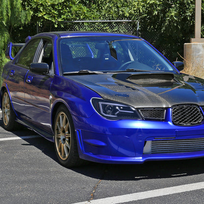 Ronnin - Fits 2006-2007 Subaru Impreza WRX STI Upgraded Projector Halogen Headlights LED Sequential Turn Signal Tube  Assembly Pair | Black Smoke