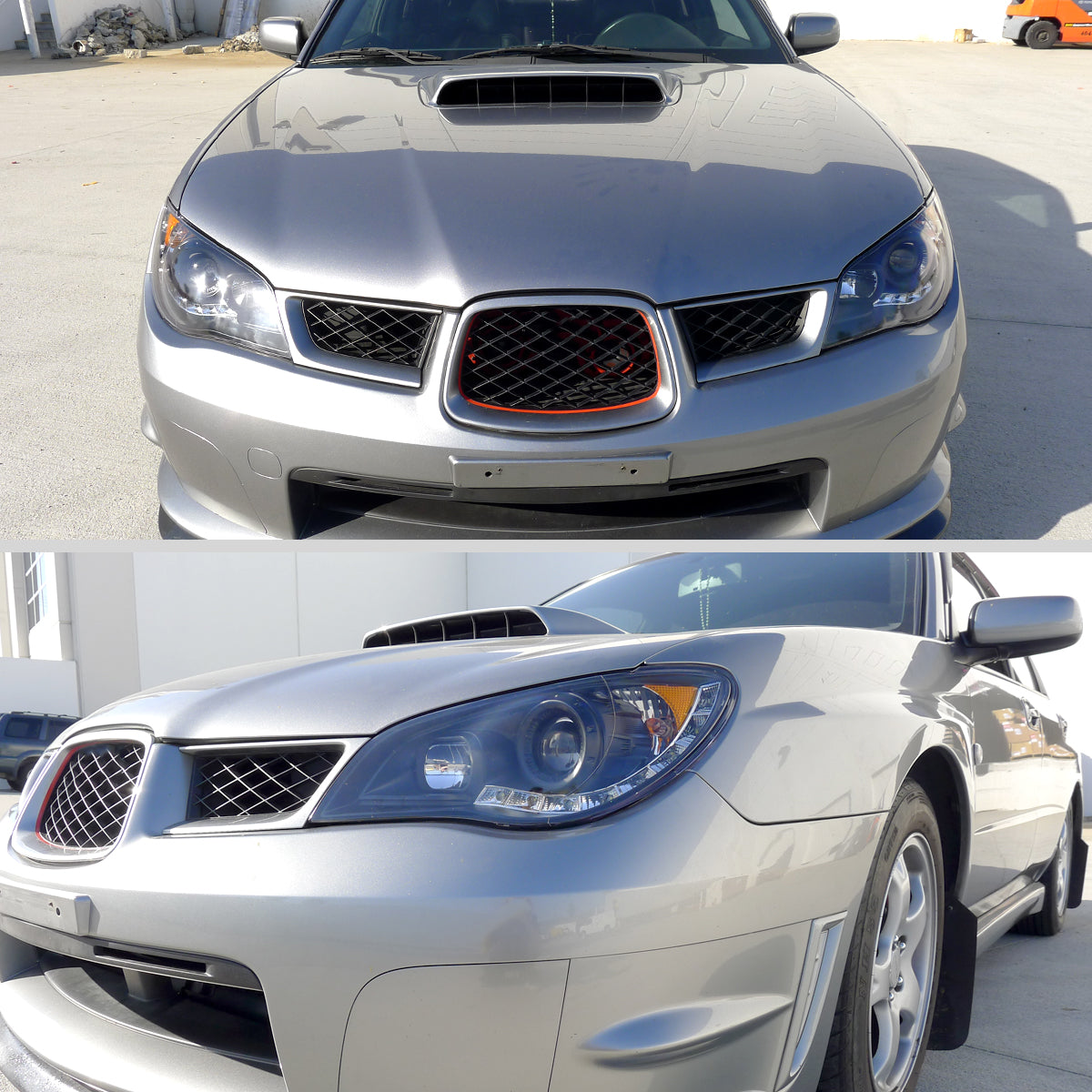 Ronnin - Fits 2006-2007 Subaru Impreza WRX STI Upgrade LED Running Lights Projector Headlights Assembly Pair | Black