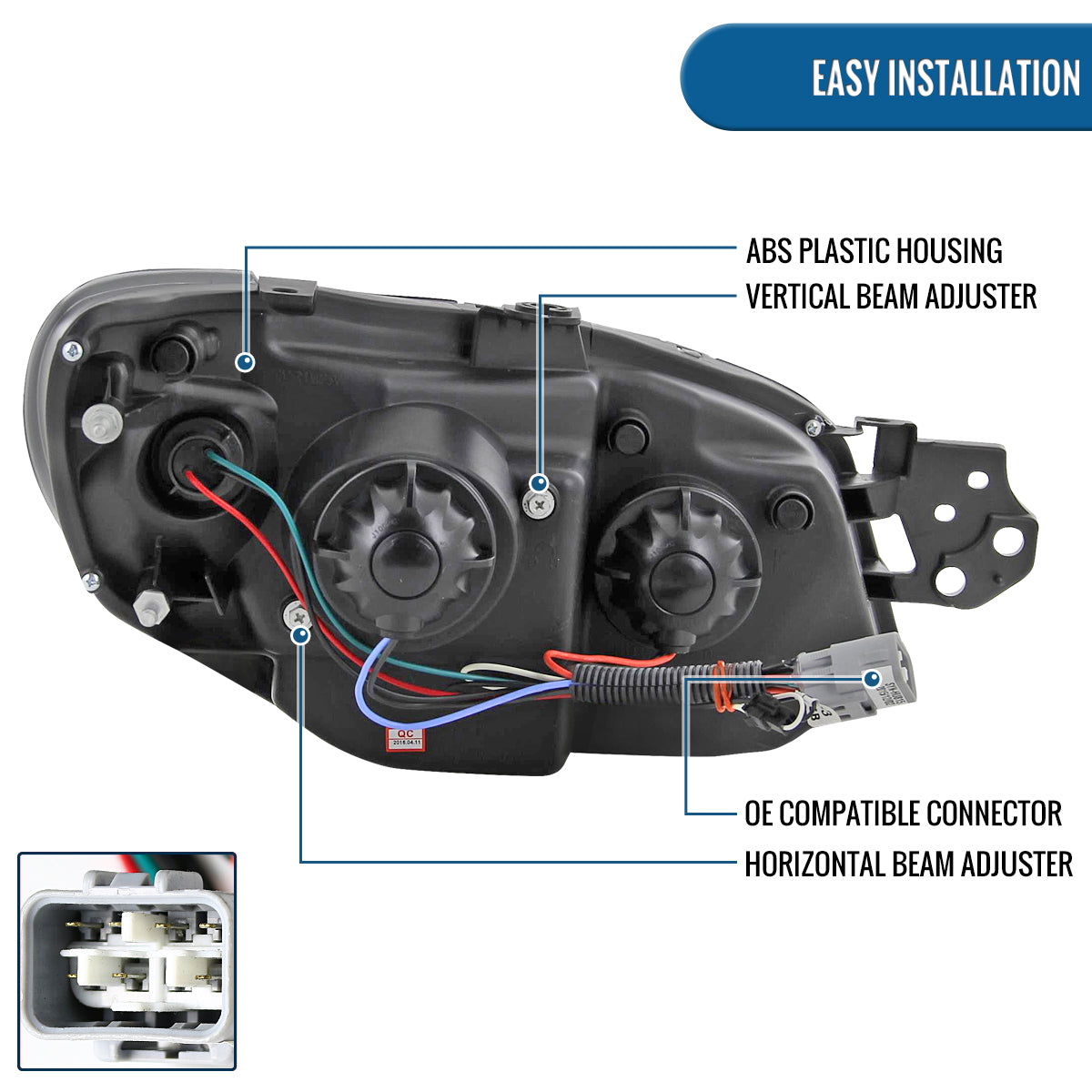 Ronnin - Fits 2006-2007 Subaru Impreza WRX STI Upgrade LED Running Lights Projector Headlights Assembly Pair | Black