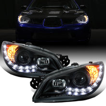 Ronnin - Fits 2006-2007 Subaru Impreza WRX STI Upgrade LED Running Lights Projector Headlights Assembly Pair | Black